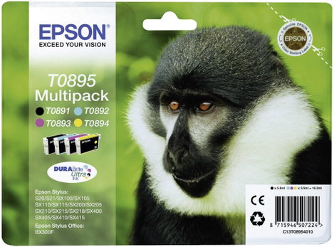 Epson T0895 #####Tinte Eredeti Fekete, Cián, Bíbor, Sárga
