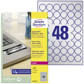 Avery-Zweckform L6129-20 Típustábla etikett Ø 30 mm Poliészter fólia Ezüst 960 db Véglegesen tapadó 