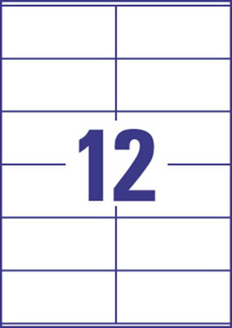 Europe 100 ELA021 105 x 48 mm Papír Fehér 1200 db Véglegesen tapadó Univerzális etikett Tinta, Lézer 2. kép