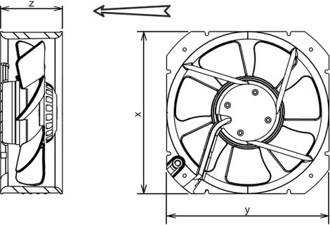 Ecofit 2VGC25 250V (D27-A0) Axiális ventilátor 230 V/AC 1705 m³/óra (H x Sz x Ma) 280 x 280 x 80 mm 2. kép