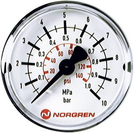 Norgren Manométer 18-013-888 Csatlakozó (manométer): Hátlap 0 - 25 bar Külső menet R1/8 1 db
