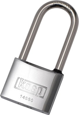 Kasp K14550L63D Függő lakat 50 mm Különböző időben záródó Nemesacél Kulcsos zár