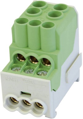 HoraeTec 080010-2-4 Alelosztó tömb Zöld, Sárga 1 pólusú