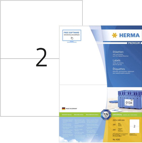 Herma 4282 Univerzális etikett 210 x 148 mm Papír Fehér 200 db Véglegesen tapadó Tintasugaras nyomta