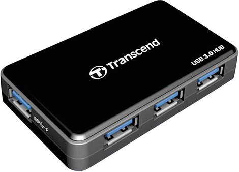 Transcend TS-HUB3K 4 port USB 3.2 hub Fekete