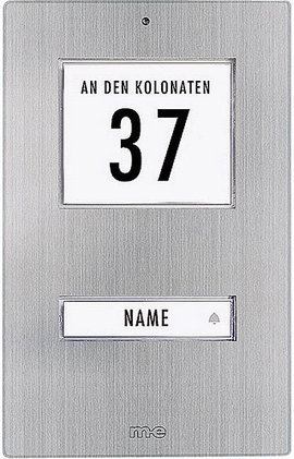 m-e modern-electronics KT 1-EG Csengőgomb Címzés mezővel, Névtáblával 1 részes Nemesacél 12 V/1 A
