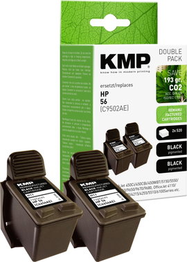 KMP Tinta helyettesíti HP 56, C6656AE Kompatibilis Dual Fekete H11D 0995,4021