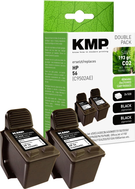 KMP Tinta helyettesíti HP 56, C6656AE Kompatibilis Dual Fekete H11D 0995,4021
