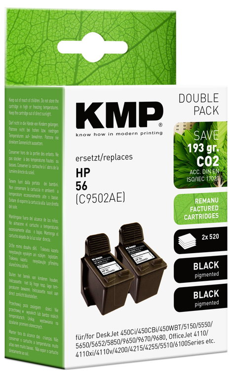 KMP Tinta helyettesíti HP 56, C6656AE Kompatibilis Dual Fekete H11D 0995,4021 2. kép