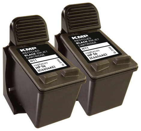 KMP Tinta helyettesíti HP 56, C6656AE Kompatibilis Dual Fekete H11D 0995,4021 3. kép