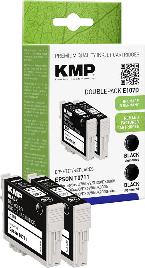 KMP Tinta helyettesíti Epson T0711 Kompatibilis Dual Fekete E107D 1607,4021
