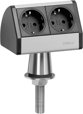 EVOline 93022055 Hálózati elosztó 2 részes Fekete, Ezüst Dugó nélkül 1 db