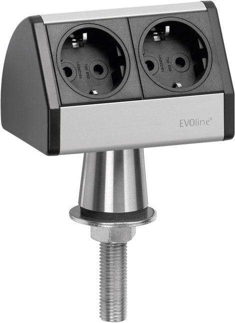 EVOline 93022055 Hálózati elosztó 2 részes Fekete, Ezüst Dugó nélkül 1 db