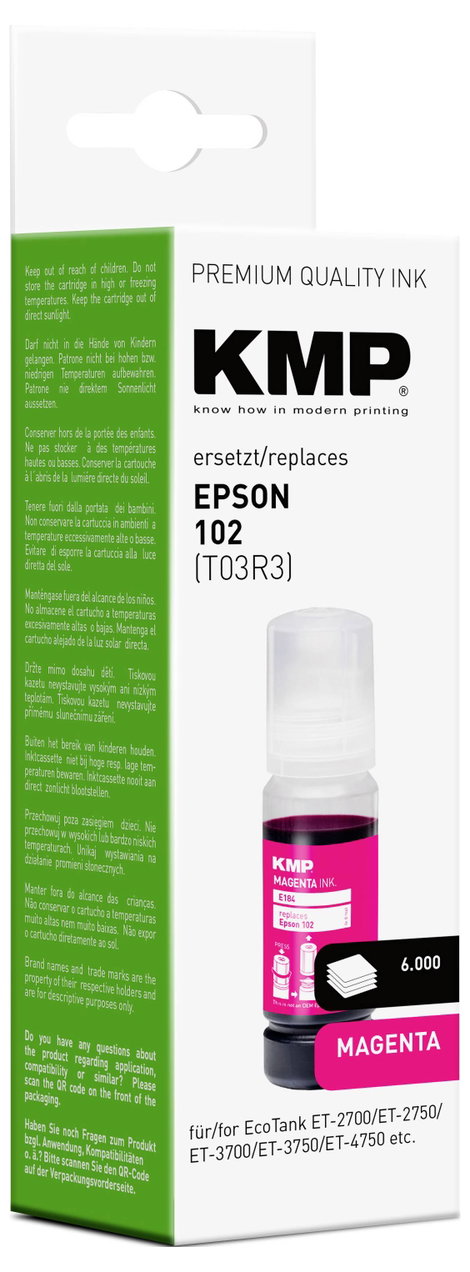KMP Utántöltő tinta helyettesíti Epson 102, T03R3 Kompatibilis Bíbor E184 1642,0006 2. kép