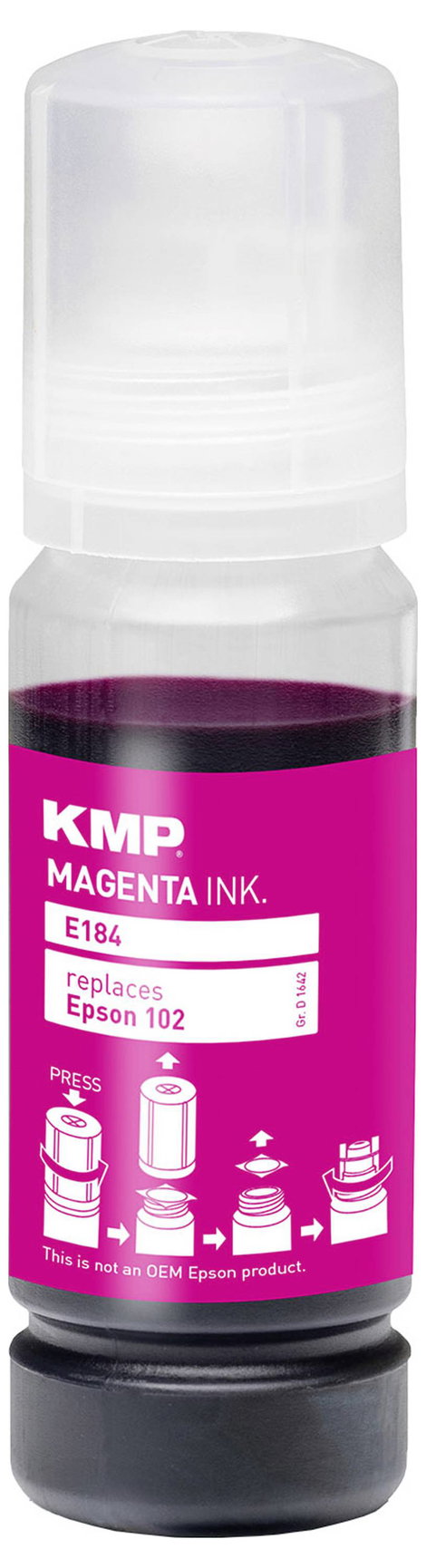 KMP Utántöltő tinta helyettesíti Epson 102, T03R3 Kompatibilis Bíbor E184 1642,0006 3. kép