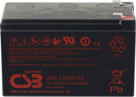 CSB Battery UPS 12460 high-rate Ólomakku 12 V 9.6 Ah Ólom-vlies (AGM) (Sz x Ma x Mé) 151 x 99 x 65 m