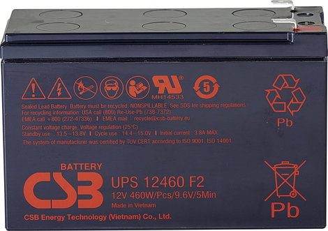 CSB Battery UPS 12460 high-rate Ólomakku 12 V 9.6 Ah Ólom-vlies (AGM) (Sz x Ma x Mé) 151 x 99 x 65 m 2. kép