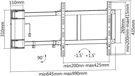 My Wall HP 29 L TV fali tartó 81,3 cm (32) - 152,4 cm (60) Motoros 4. kép