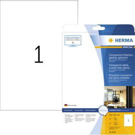 Herma 8020 Fólia címkék 210 x 297 mm Fólia, fényes Átlátszó 25 db Véglegesen tapadó Lézernyomtató, M