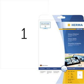 Herma 4909 Univerzális etikett 210 x 297 mm Papír, fényes Fehér 25 db Véglegesen tapadó Lézernyomtat