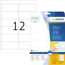 Herma 4228 Javító címkék 97 x 42.3 mm Papír, matt Fehér 300 db Véglegesen tapadó Lézernyomtató, Máso