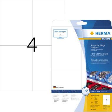 Herma 4697 Fólia címkék 105 x 148 mm Fehér 100 db Különösen erősen tapadó Lézernyomtató, Színes léze