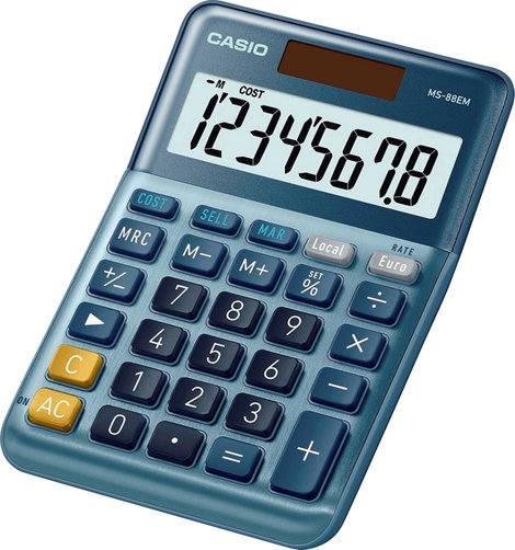 Casio MS-88EM Asztali számítógép Napenergiával üzemeltetett Kék Kijelző (számjegy): 8