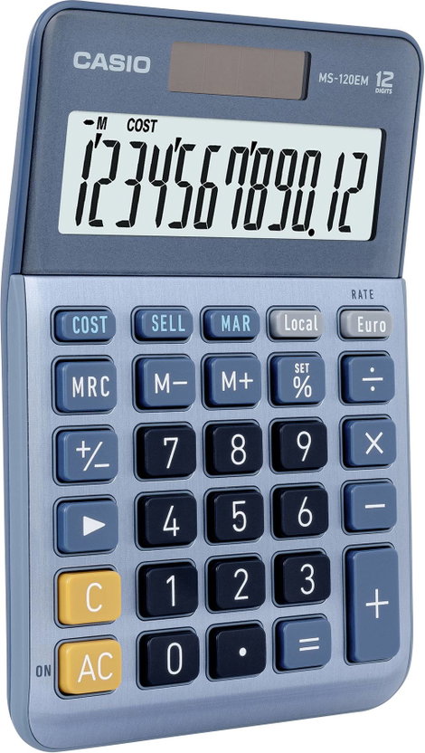 Casio MS-120EM Asztali számítógép Napenergiával üzemeltetett Kék Kijelző (számjegy): 12 7. kép