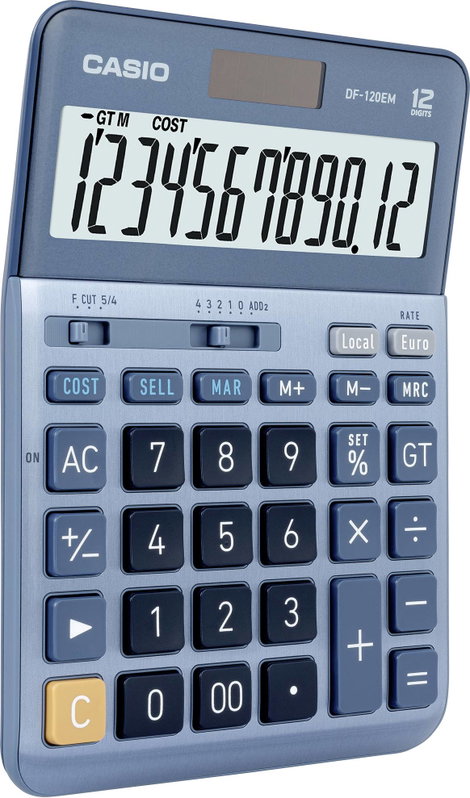 Casio DF-120EM Asztali számítógép Napenergiával üzemeltetett Kék Kijelző (számjegy): 12 8. kép