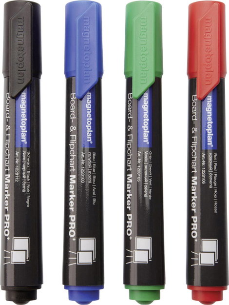 Magnetoplan Pro+ 12281 Táblafilc készlet Fekete, Kék, Piros, Zöld 4 db