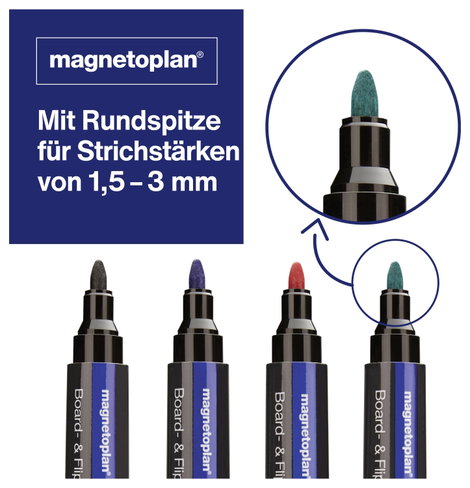 Magnetoplan Pro+ 12281 Táblafilc készlet Fekete, Kék, Piros, Zöld 4 db 6. kép