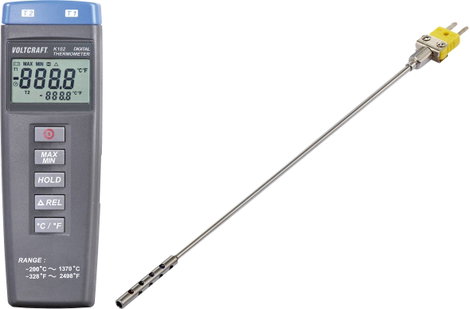 VOLTCRAFT K102 + TP 201 Hőmérséklet mérőműszer Érzékelő típus K