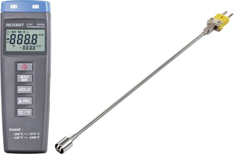 VOLTCRAFT K102 + TP 205 Hőmérséklet mérőműszer Érzékelő típus K