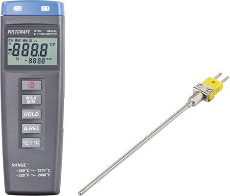 VOLTCRAFT K102 + TP 200 Hőmérséklet mérőműszer Érzékelő típus K