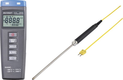 VOLTCRAFT K102 + TP 208 Hőmérséklet mérőműszer Érzékelő típus K