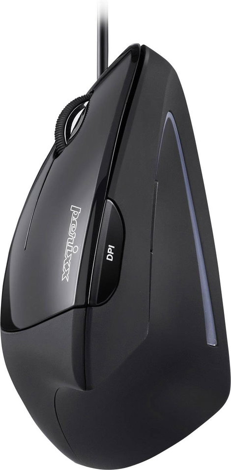 Perixx Perimice-513L Ergonomikus egér USB Optikai Fekete 5 Gombok 2000 dpi Ergonómikus