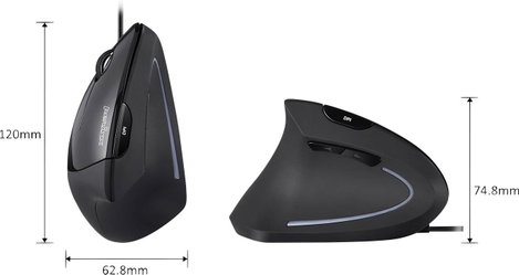 Perixx Perimice-513L Ergonomikus egér USB Optikai Fekete 5 Gombok 2000 dpi Ergonómikus 4. kép