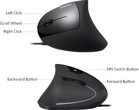 Perixx Perimice-513L Ergonomikus egér USB Optikai Fekete 5 Gombok 2000 dpi Ergonómikus 5. kép