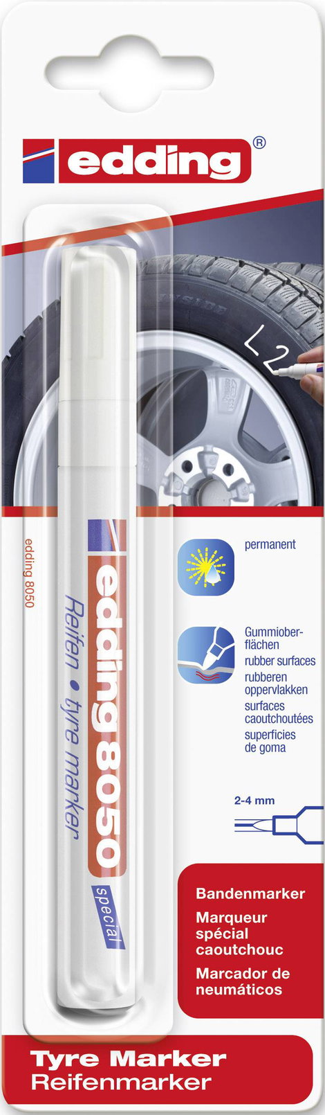 Edding Reifenmarker 8050 4-8050049 Ipari jelölő Fehér 2 mm, 4 mm