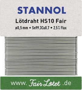 Stannol HS10Fair Forrasztóón, ólommentes Ólommentes Sn99,3Cu0,7 ROM1 10 g 0.5 mm