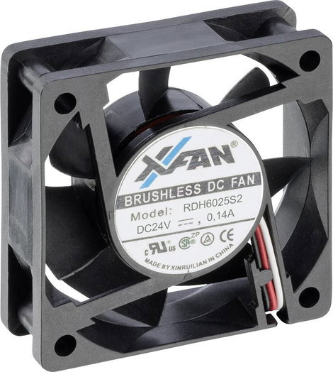 X-Fan RDH6025S2 Axiális ventilátor 24 V/DC 25.8 m³/óra (H x Sz x Ma) 60 x 60 x 25 mm