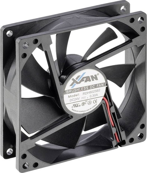 X-Fan RDH8025B2 Axiális ventilátor 24 V/DC 61.2 m³/óra (H x Sz x Ma) 80 x 80 x 25 mm