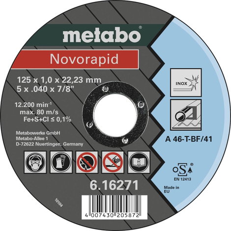 Metabo NOVORAPID 616271000 Vágótárcsa, egyenes 125 mm 1 db