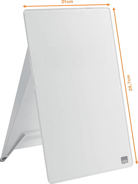 nobo Üveg-üzenőfal Diamond Glass Desktop (Sz x Ma) 216 mm x 297 mm Briliáns fehér Asztali tartóállvá