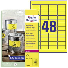 Avery-Zweckform L6103-20 Fólia címkék 45.7 x 21.2 mm Poliészter fólia Sárga 960 db Véglegesen tapadó