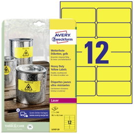 Avery-Zweckform L6107-20 Fólia címkék 99.1 x 42.3 mm Poliészter fólia Sárga 240 db Véglegesen tapadó