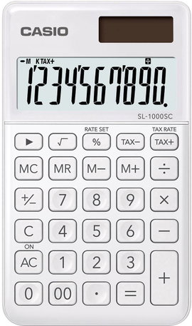 Casio SL-1000SC Zsebszámológép Napenergiával üzemeltetett, Elemekről üzemeltetett Fehér Kijelző (szá