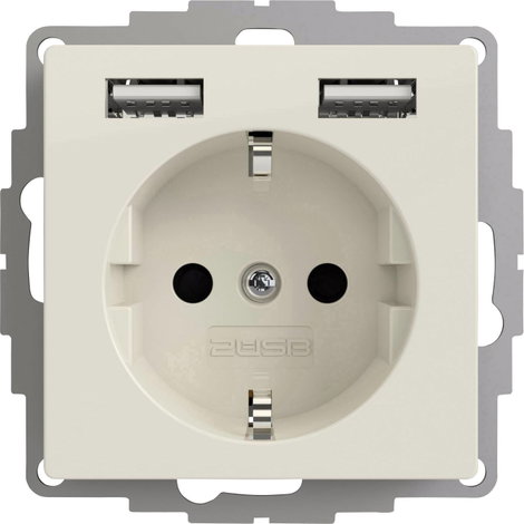 2USB 2U-449276 Süllyeszthető dugalj VDE, USB-vel, Gyermekvédelem IP20 Tiszta fehér, Fényes effekt 2. kép