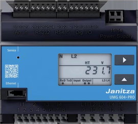 Hálózatanalizátor, DIN sínre szerelhető, 230 V, Janitza UMG 604-PRO