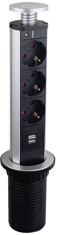 LEDmaxx TSD001 Elosztó torony 3 részes Alumínium, Fekete 1 db